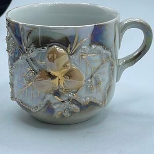 Vintage Altenburg SAXONY Germany Lusterware Mug hand applied Relief.